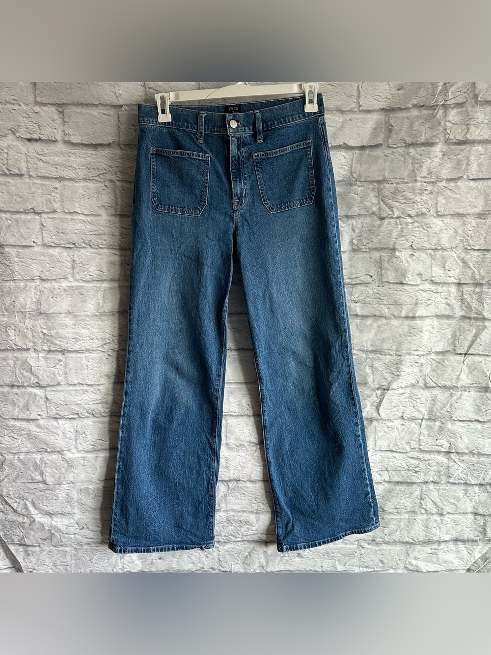 PREOWNED J. CREW FULL LENGTH WIDE LEG JEANS WOMENS SIZE 28 BLUE